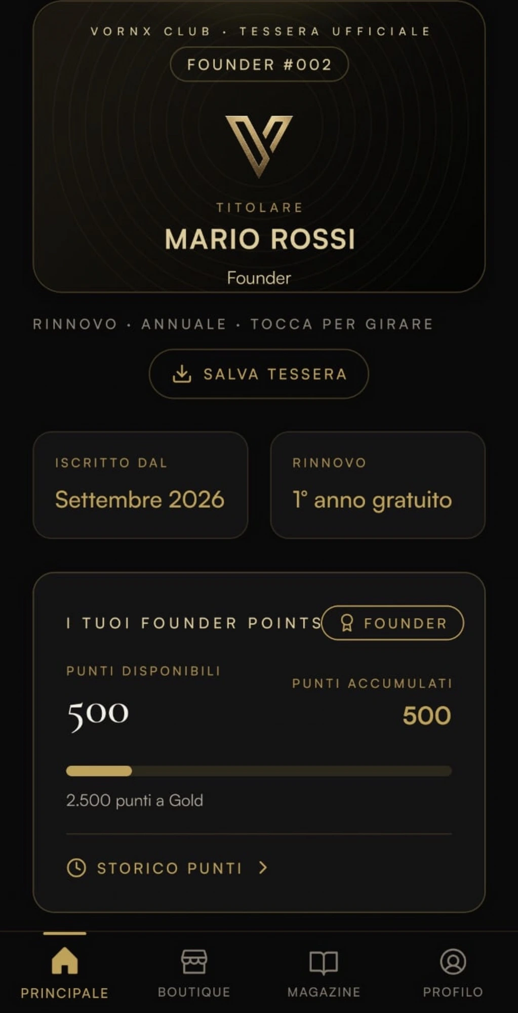 VORNX Club — tessera ufficiale